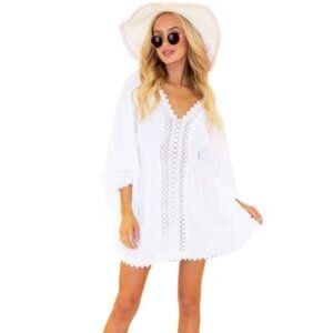 Seaspice White Cotton Crochet Swim Coverup Women’s Size Small
